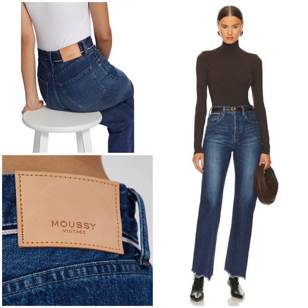 💕MOUSSY VINTAGE💕 Wide Straight Cropped Jeans ~ Dark Blue 30 NWT
